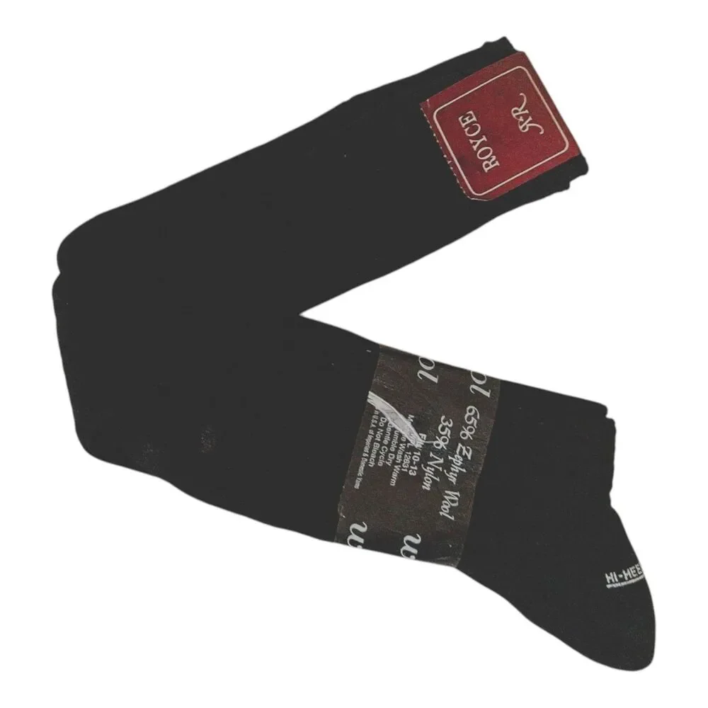 VTG ROYCE Zephyr Wool Men's Dress Socks Black 10-13 Made in USA NEW